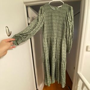 Printed smocked bodice dress